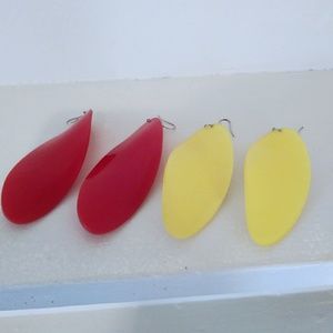 2/$24 two pairs of  4" red and yellow earrings